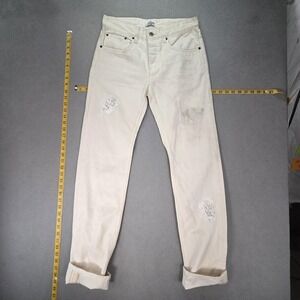 Bean Pole Jeans Mens City Photographer White Slim Stained Button Fly Fits 30x30